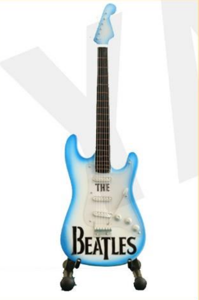 Minature Guitar on Stand The Beatles