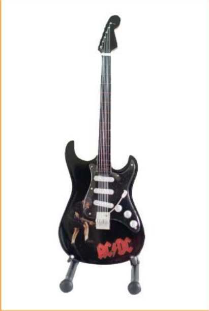 Minature Guitar on Stand AC/DC