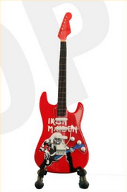 Minature Guitar on Stand Iron Maiden