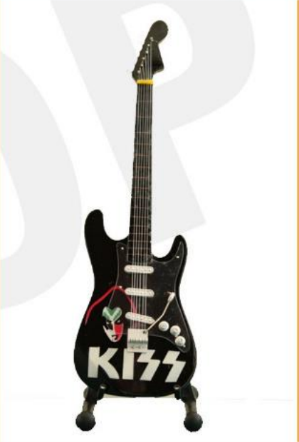Minature Guitar on Stand Kiss