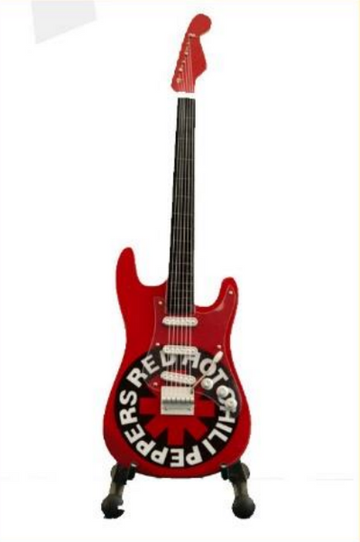 Minature Guitar on Stand Red Hot Chilli Peppers