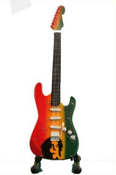 Minature Guitar on Stand Bob Marley
