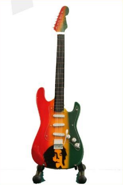 Minature Guitar on Stand Bob Marley
