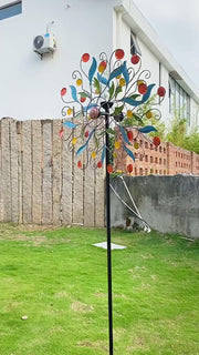 Metal Floral Multi Colour Wind Spinner with Solar Light