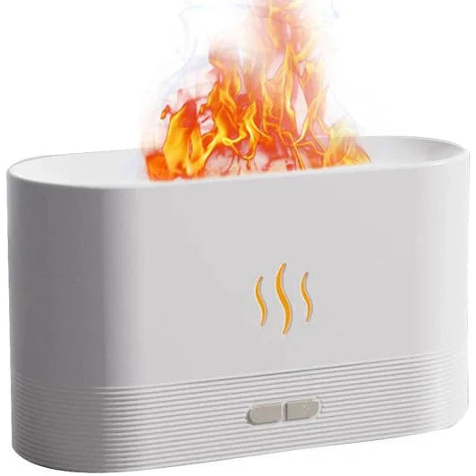 Aroma Diffuser with Imitation Flame White 13x10x10cm