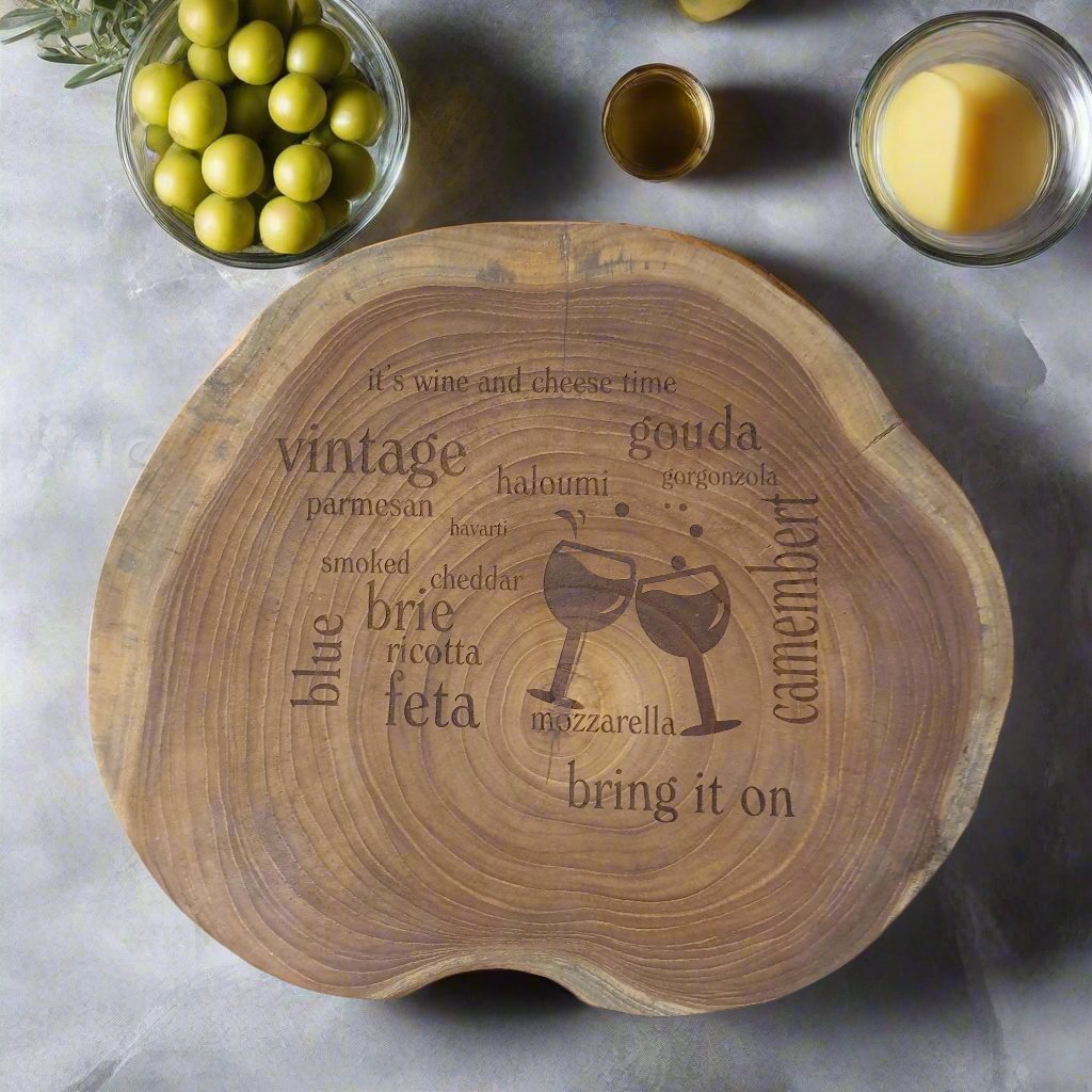 Teak Slab Bread & Cheese Board Engraved