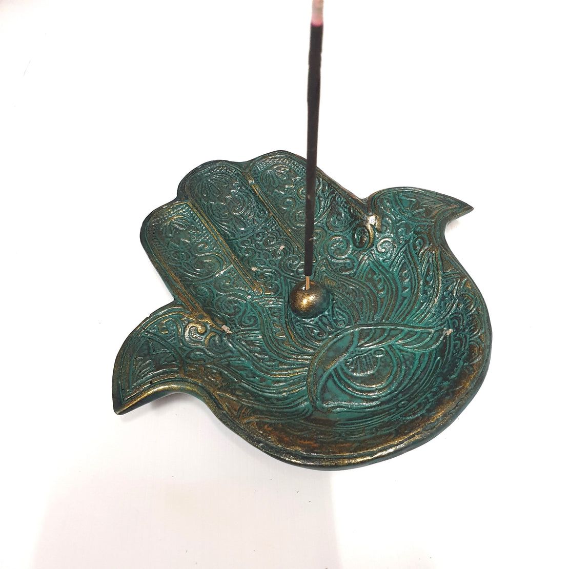 Hamsa Incense Holder Antique Green