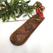 Long Incense Holder Relax Buddha Red