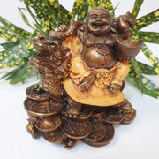 WEALTH HAPPY BUDDHA W DRAGON