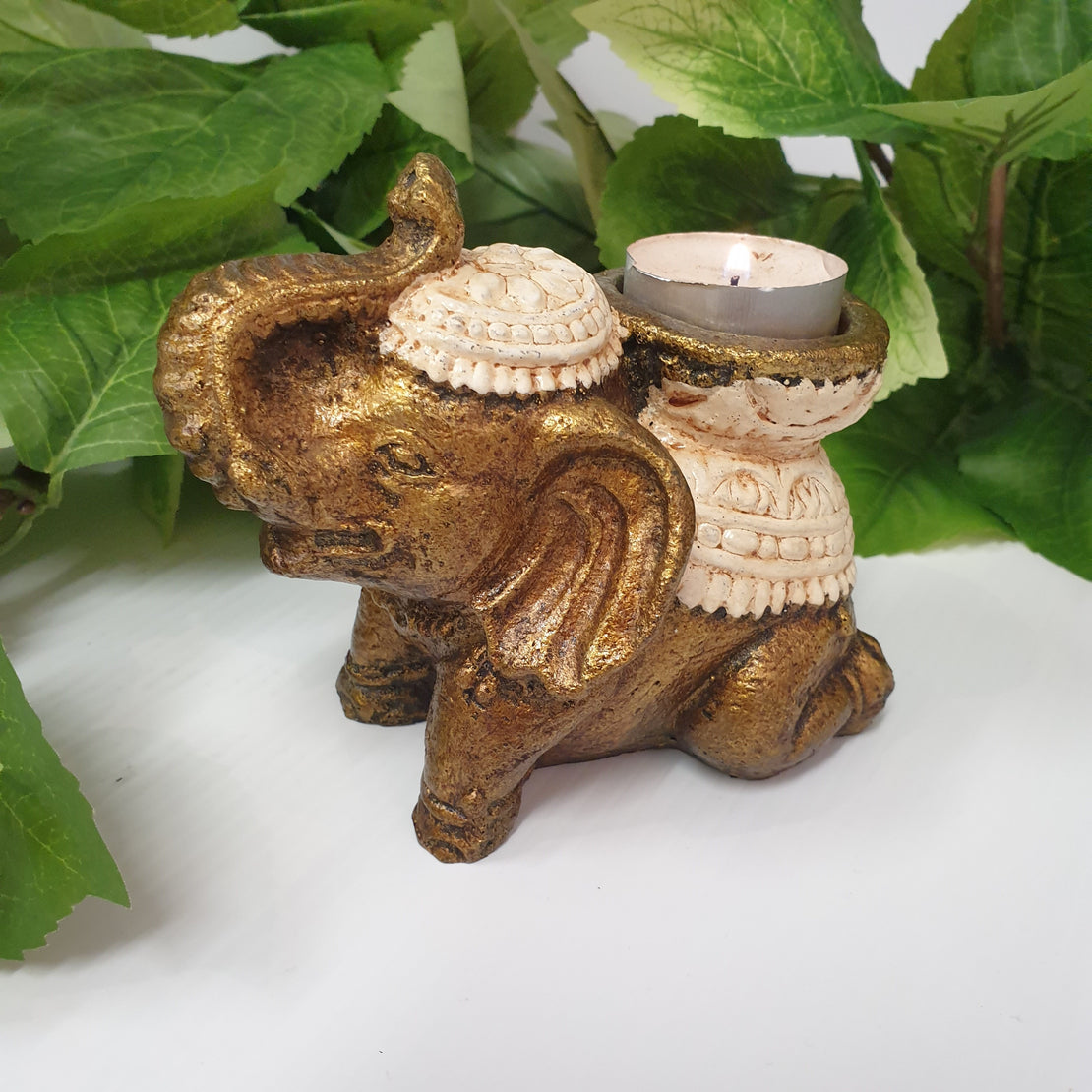 Wealth Elephant Candle Holder Cream