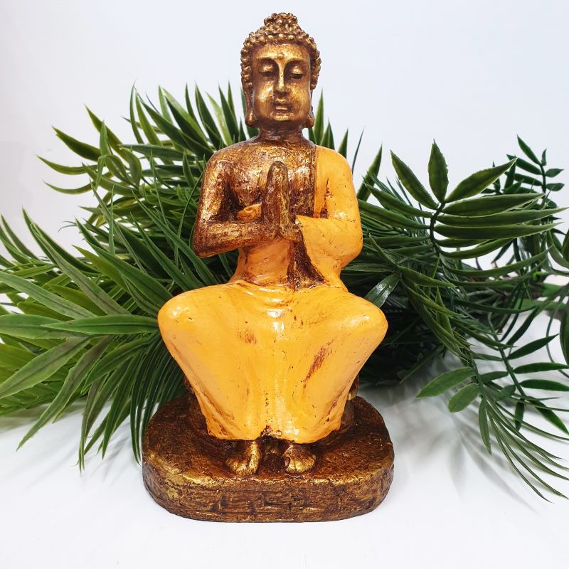 Praying Buddha on Lotus Stand Orange