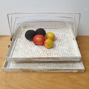 Rectangular Food Covers Set 2 White Wash