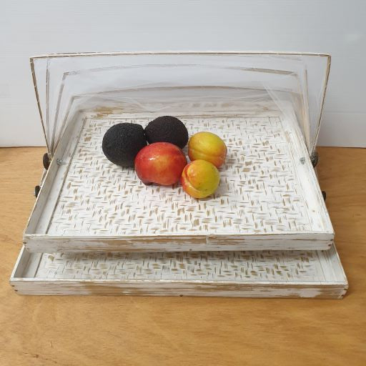 Rectangular Food Covers Set 2 White Wash