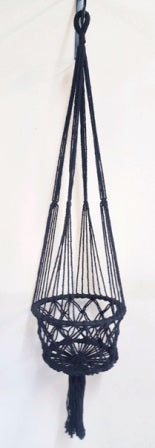Macrame Pot Plant Hanger 22cm-Single Black