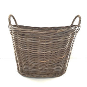 Deep Oval Cane Washing Basket Grey
