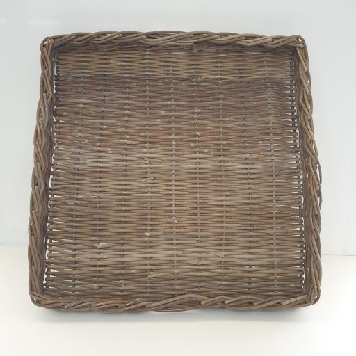 Grey Ottoman Square Cane Trays Set 2