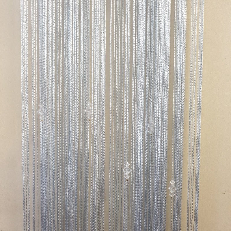 Beaded Fly Screen String Curtain 1 m x 2 m-Silver Grey