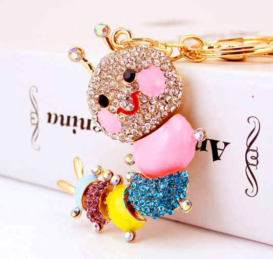 Diamante Key Ring-Pink Ant