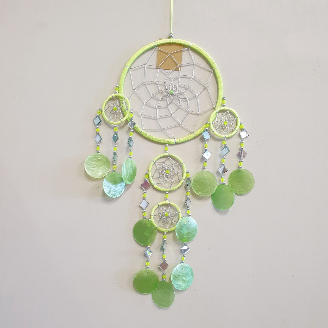 Dream Catcher Mirror Shell Chimes Lime