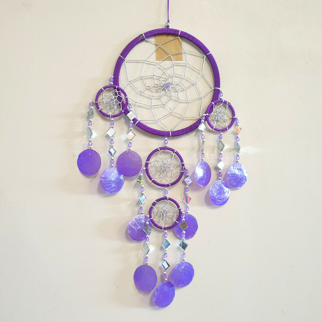 Dream Catcher Mirror Shell Chimes Purple