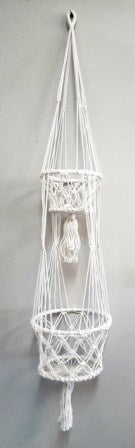 Macrame Pot Plant Hanger- Double White