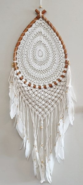 Tear Drop Macrame Rattan Dream Catcher Wall Hanging