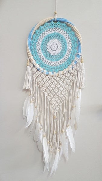 Marcrame Crochet Dream Catcher 33CM-Turquoise