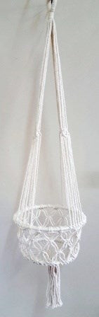 Macrame Pot Plant Hanger 28cm-Single White