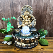 Gold Ganesh With Rolling Ball Water Feature