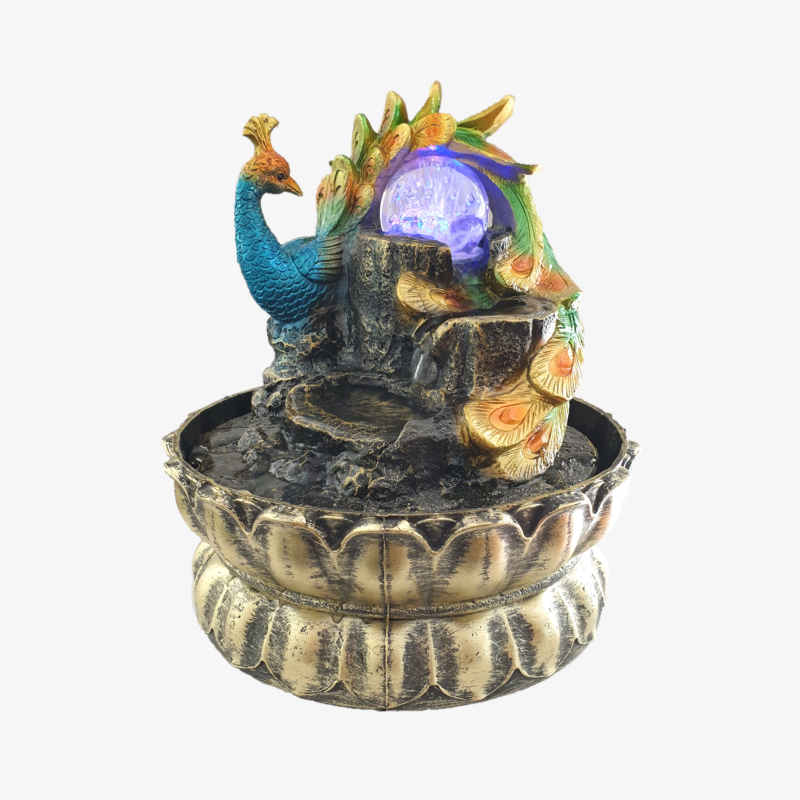 Peacock with Rolling Ball Water Feature