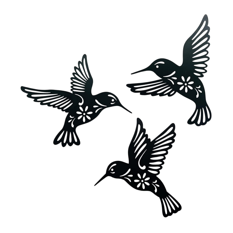 3 Humming Birds Metal Wall Art